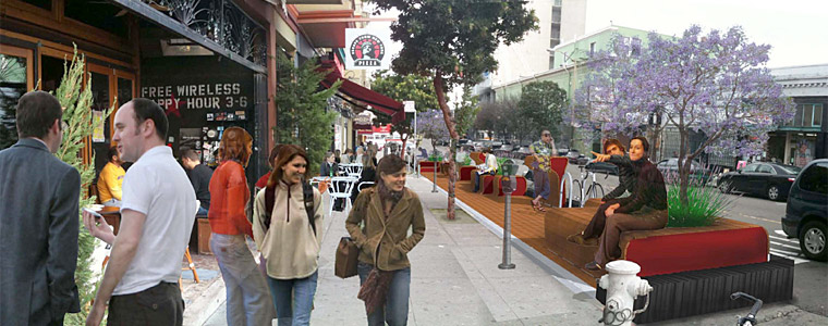 22nd Street Parklet (Early rendering). Image by Rebar Group.