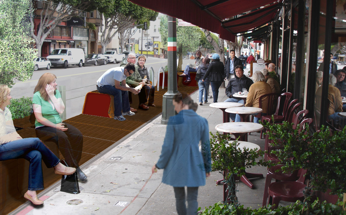 Columbus Avenue Parklet (Early Rendering) / Image by Rebar