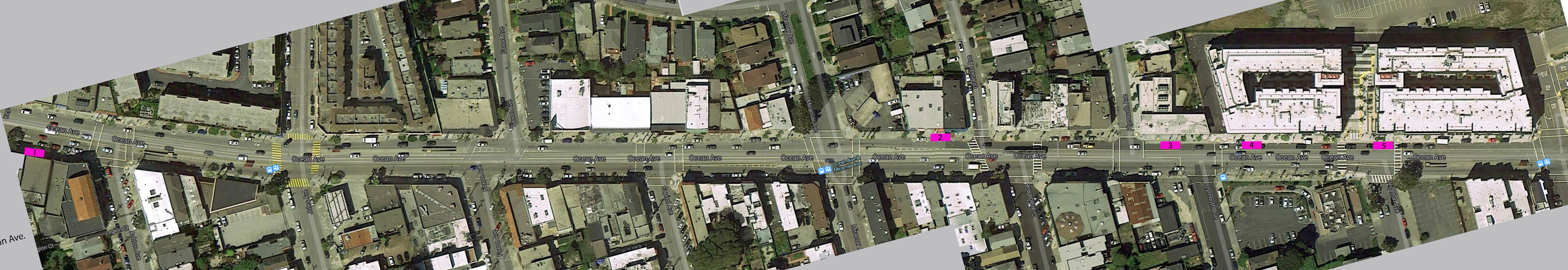 Map prepared by the OACBD showing pre-approved locations for the Portable Parklet.